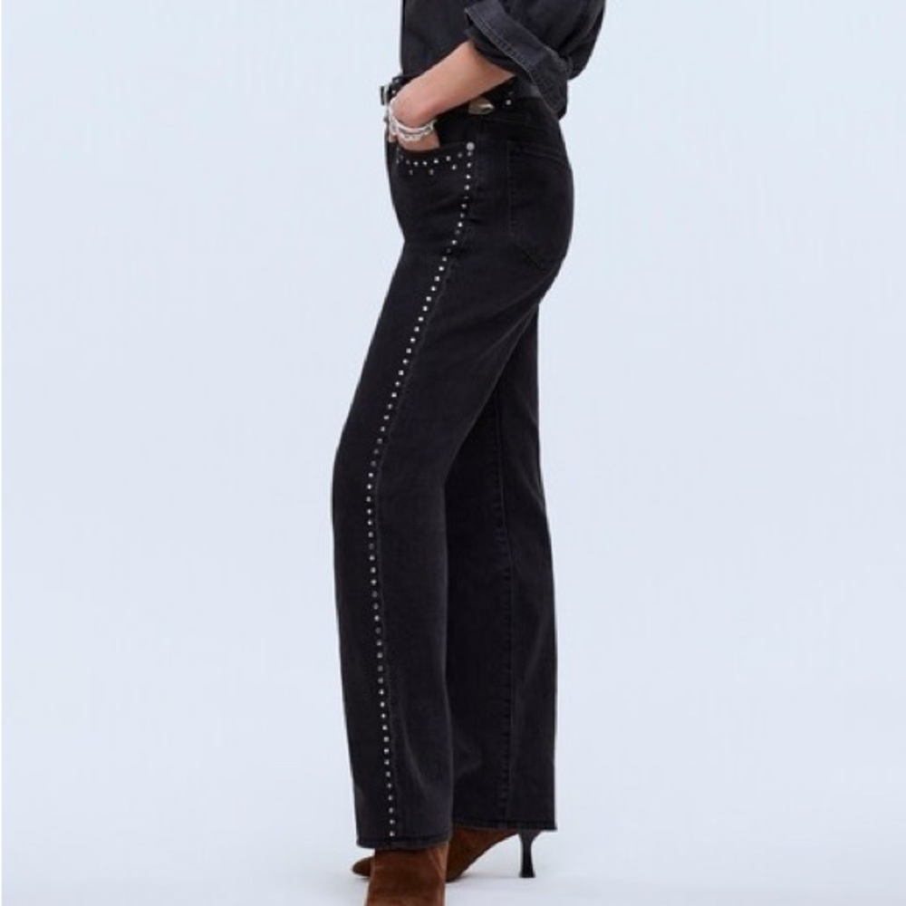 Madewell Black Straight Leg Jeans with Studded Detail